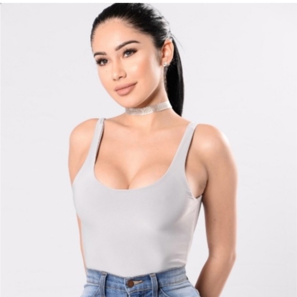 Fashion Nova Swoop the Scoop Bodysuit - Grey - Size XS